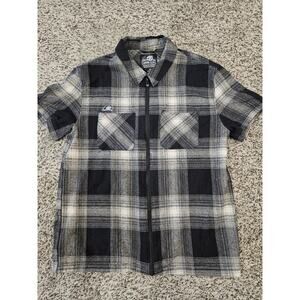 Lurking Class By Sketchy Tank Khaki Zip Flannel ShirtZip Up Size Medium Black